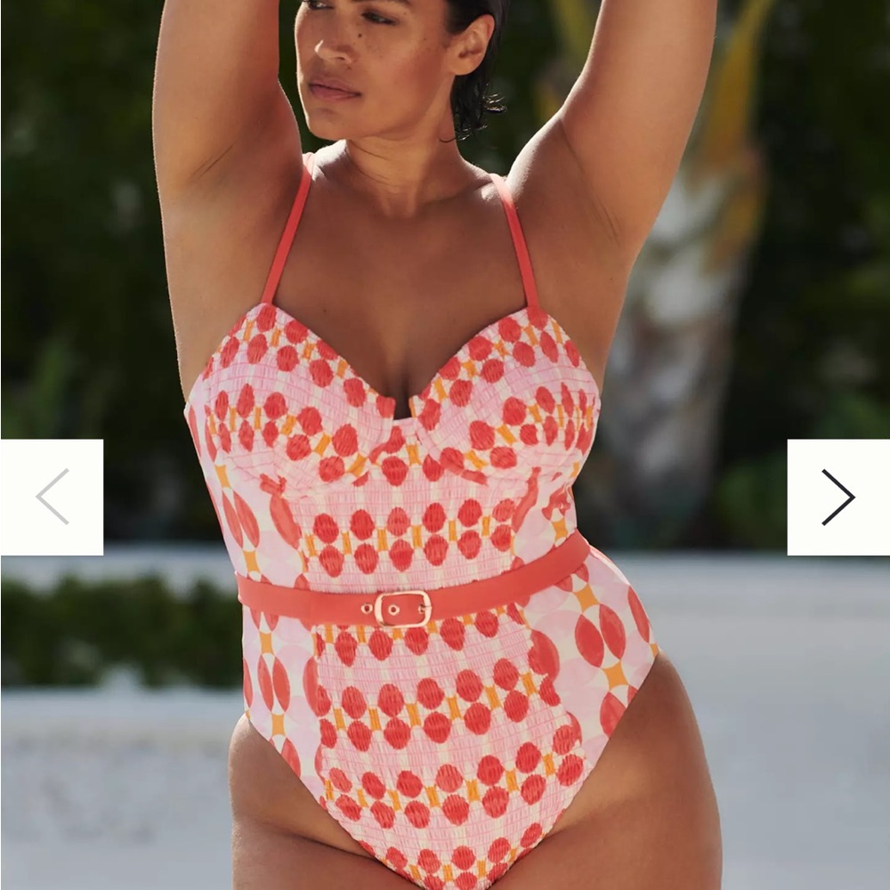 Maeve Red and Pink One Piece Swimsuit